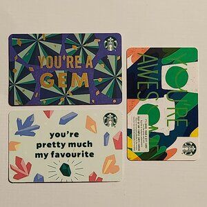 FUN STARBUCKS Compliments GEMS Gift Card Lot of 3 Friendship